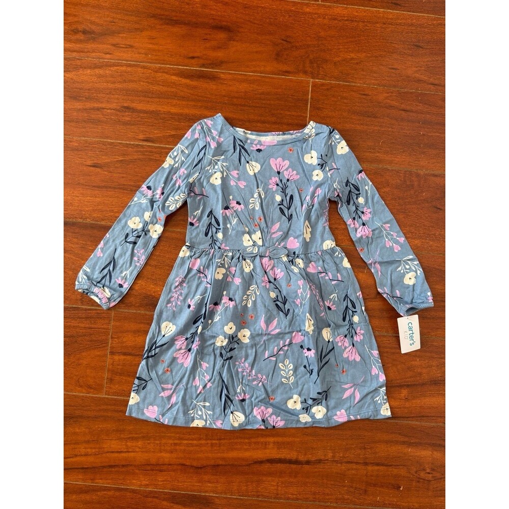 Carter’s Blue Floral Long-sleeve Dress 18M